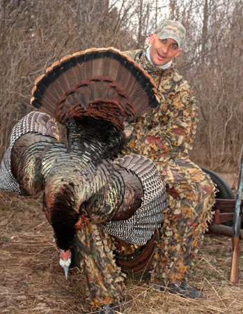 Sudbury resident Brendan O'Farrell travelled to Grey-Bruce to hunt turkey with Josh Choronzey.  He harvested this fine mature gobbler on opening morning on Grey County public forest.